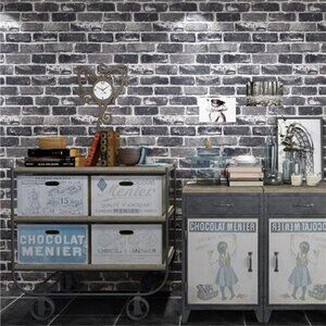 Grey Brick Peel and Stick Wallpaper Self Adhesive Vinyl Contact Paper Roll